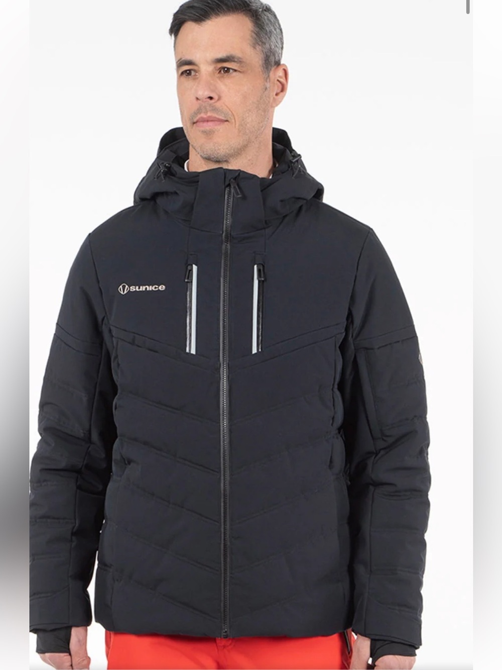 Sunice Cypress Men's Black Quilted Hooded Winter Ski Jacket, XXL